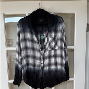 NWT Rails Black and White Ombre Plaid Shirt Jacket